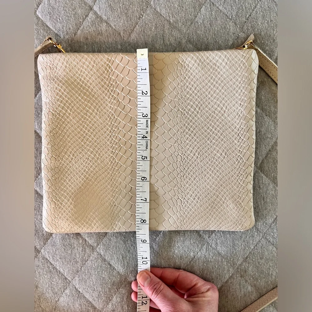 GIGI NEW YORK Skylar Military Python Embossed Cream Leather Crossbody Purse Bag - Picture 6 of 12